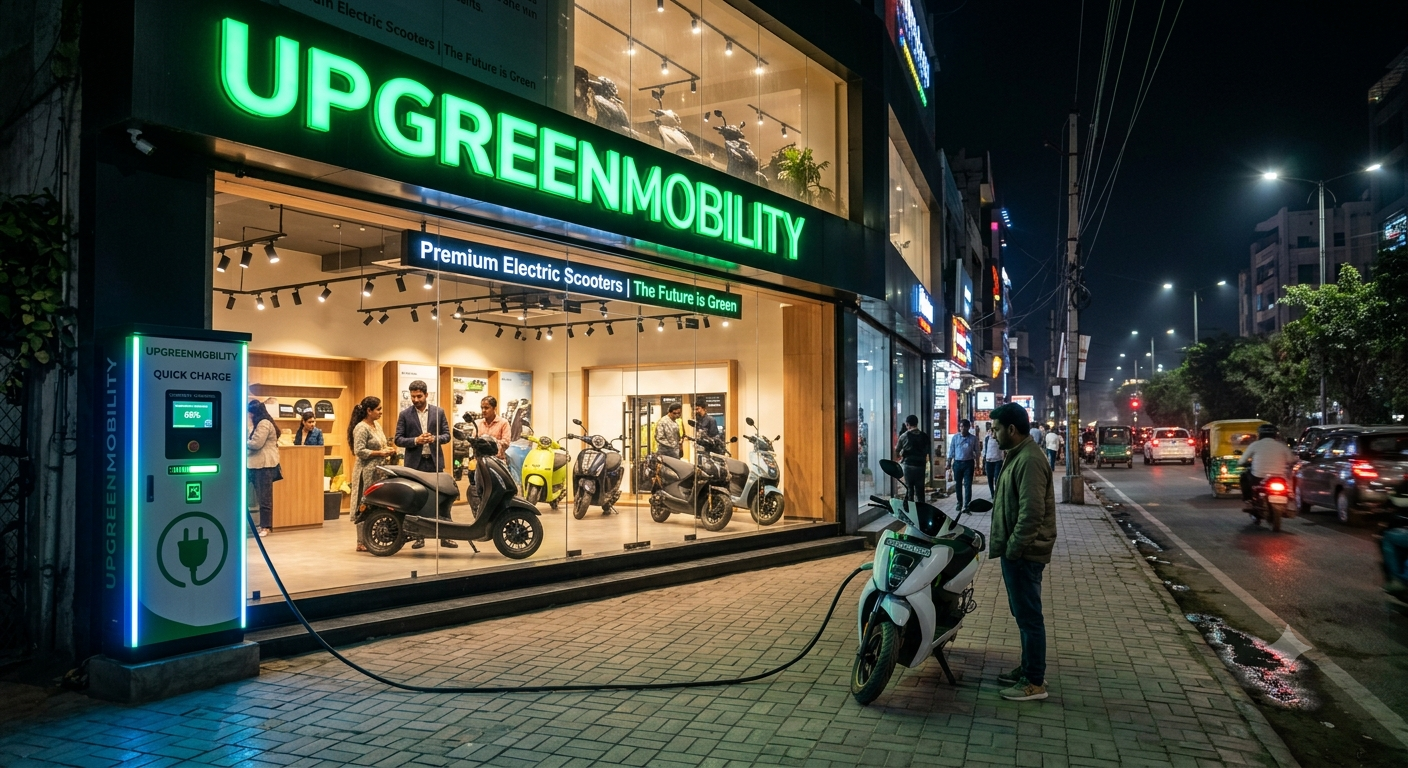 U.P. Green Mobility manufacturing facility and showroom floor